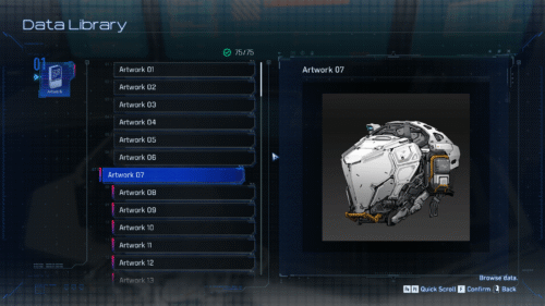 Concept Art screenshot of Pragmata video game interface.
