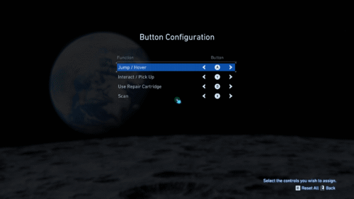Controls Map screenshot of Pragmata video game interface.