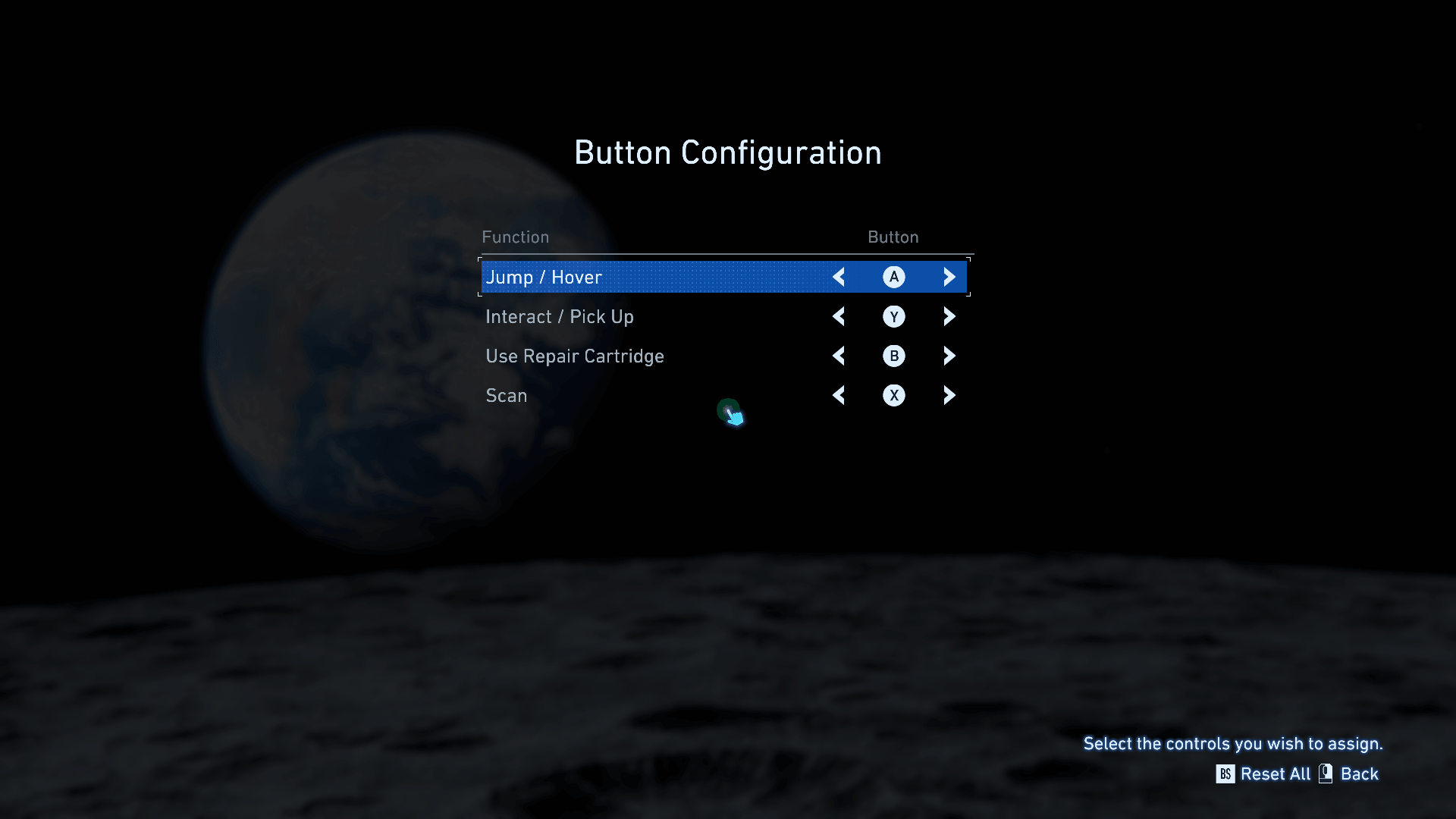 Controls Map screenshot of Pragmata video game interface.