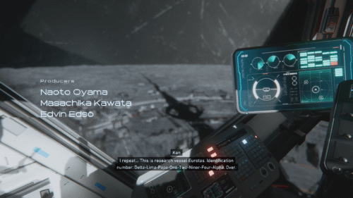 Credits screenshot of Pragmata video game interface.