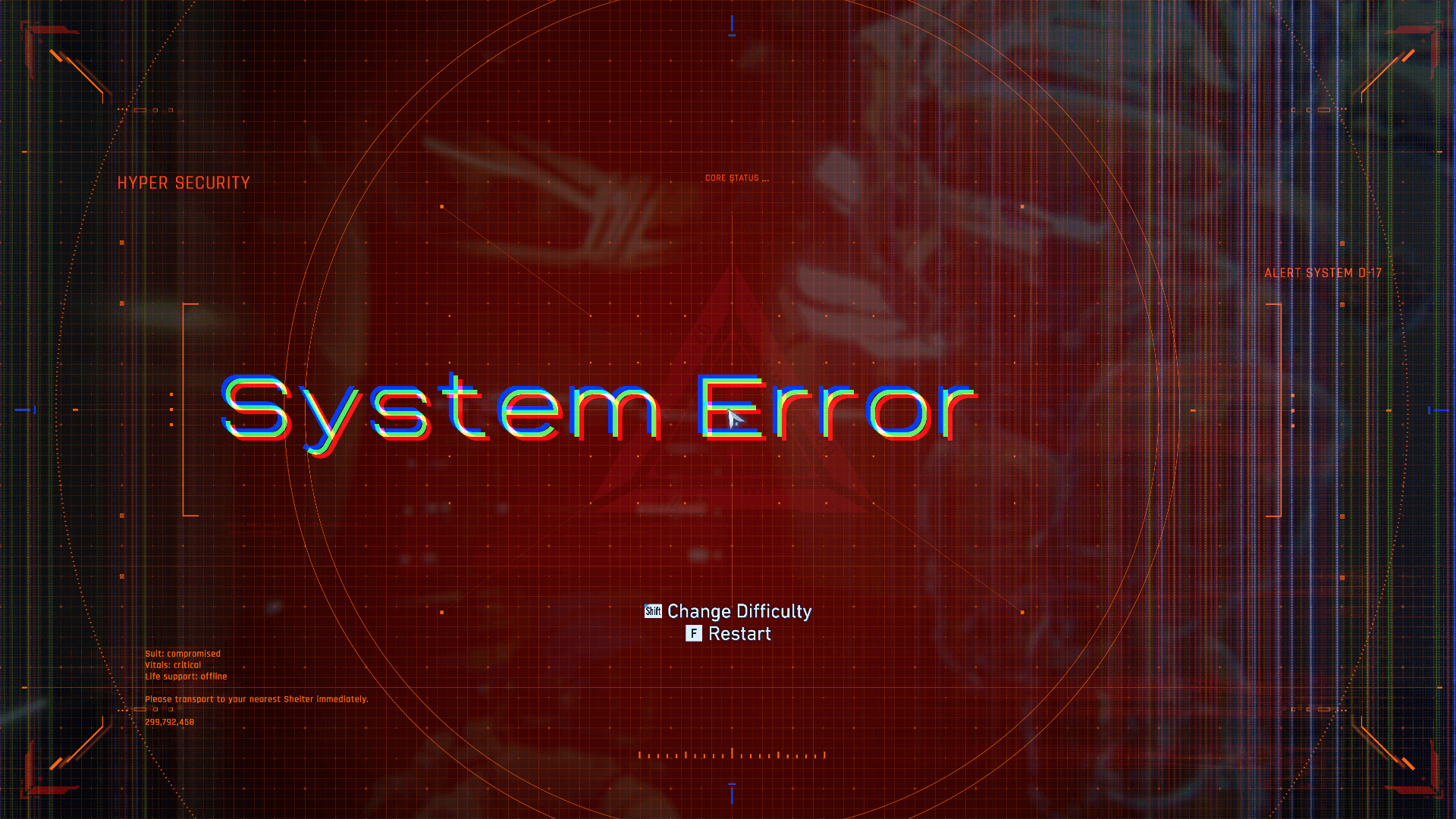 Game Over screenshot of Pragmata video game interface.
