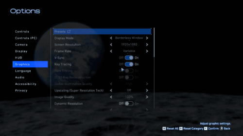 Graphics screenshot of Pragmata video game interface.