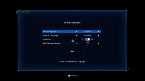 Initial Settings screenshot of Pragmata video game interface.