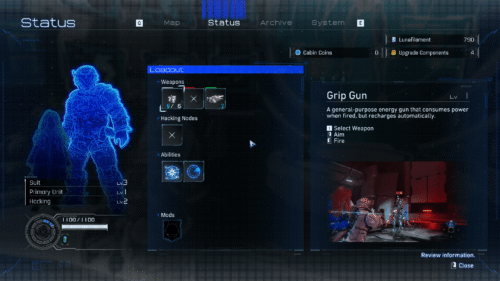 Status screenshot of Pragmata video game interface.