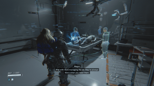 Subtitles screenshot of Pragmata video game interface.