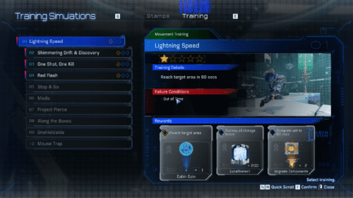 Training screenshot of Pragmata video game interface.