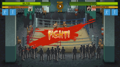 Fight screenshot of Punch Club video game interface.
