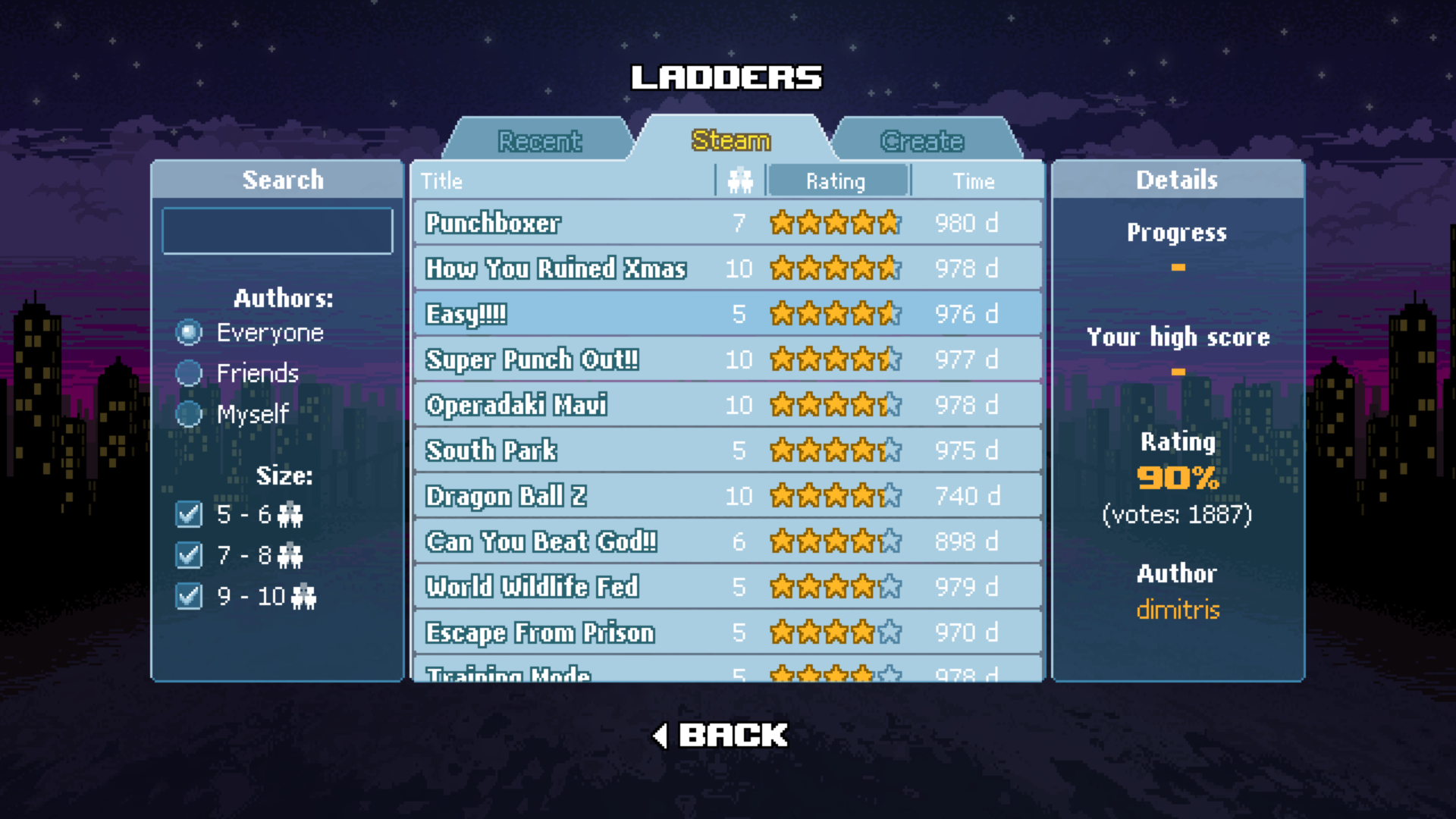 Steam level screenshot of Punch Club video game interface.
