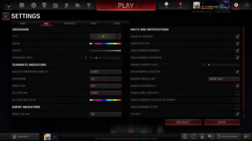 Settings hud screenshot of Quake Champions video game interface.