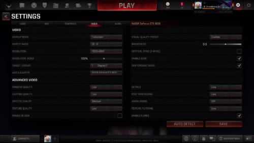 Settings video screenshot of Quake Champions video game interface.