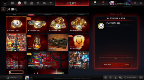 Store screenshot of Quake Champions video game interface.