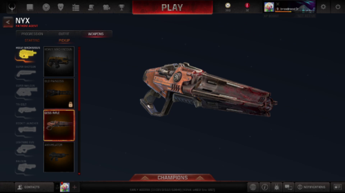 Weapon customization screenshot of Quake Champions video game interface.