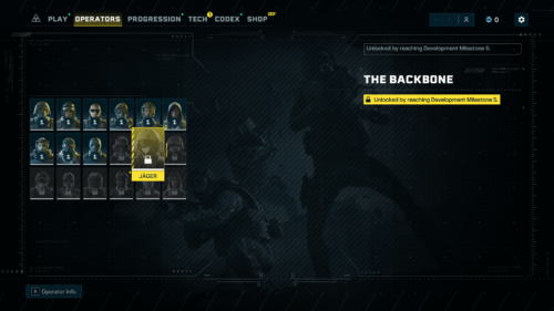Operators screenshot of Rainbow Six Siege Extraction video game interface.
