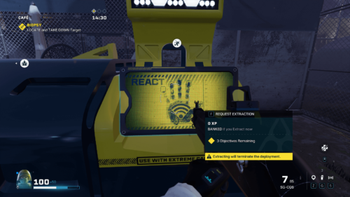 Interact screenshot of Rainbow Six Siege Extraction video game interface.