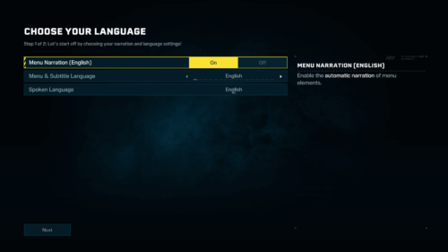 Language screenshot of Rainbow Six Siege Extraction video game interface.