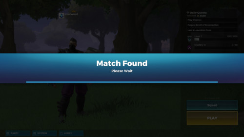 Match found screenshot of Realm Royale video game interface.