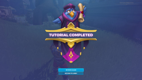 Tutorial completed screenshot of Realm Royale video game interface.