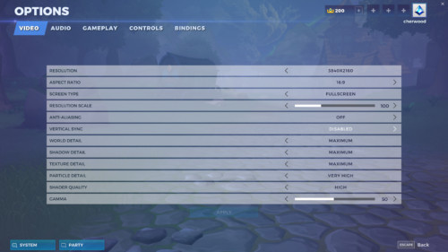 Video screenshot of Realm Royale video game interface.