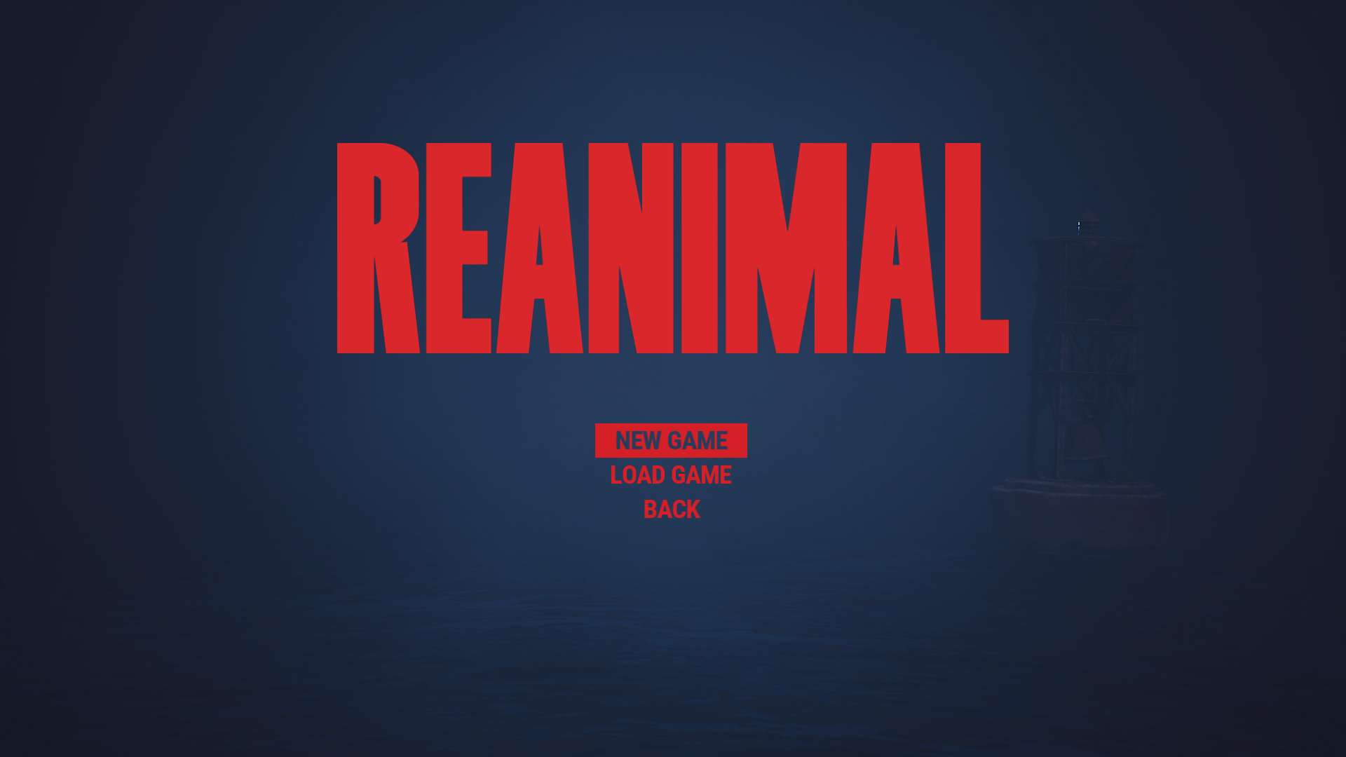New Game screenshot of Reanimal video game interface.