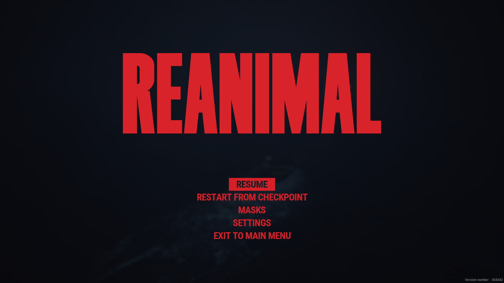 Pause screenshot of Reanimal video game interface.
