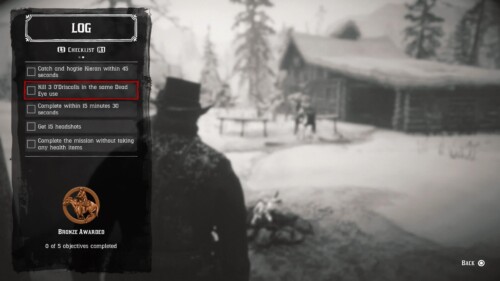 Quest Log screenshot of Red Dead Redemption 2 video game interface.