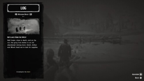 Quest Log screenshot of Red Dead Redemption 2 video game interface.