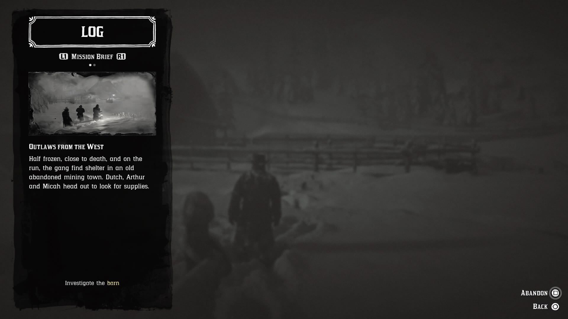 Quest Log screenshot of Red Dead Redemption 2 video game interface.