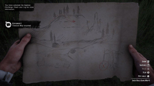 Map screenshot of Red Dead Redemption 2 video game interface.