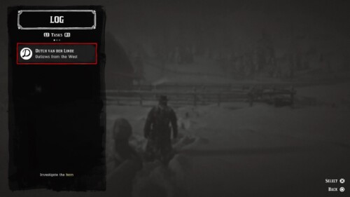 Quest Log screenshot of Red Dead Redemption 2 video game interface.