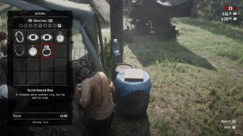 Inventory screenshot of Red Dead Redemption 2 video game interface.