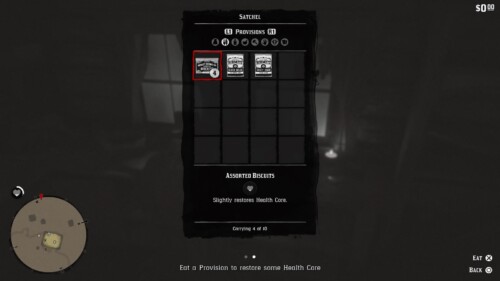 Inventory screenshot of Red Dead Redemption 2 video game interface.