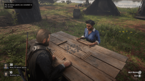 Minigame screenshot of Red Dead Redemption 2 video game interface.