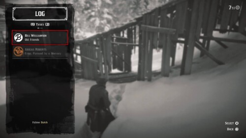 Quest Log screenshot of Red Dead Redemption 2 video game interface.