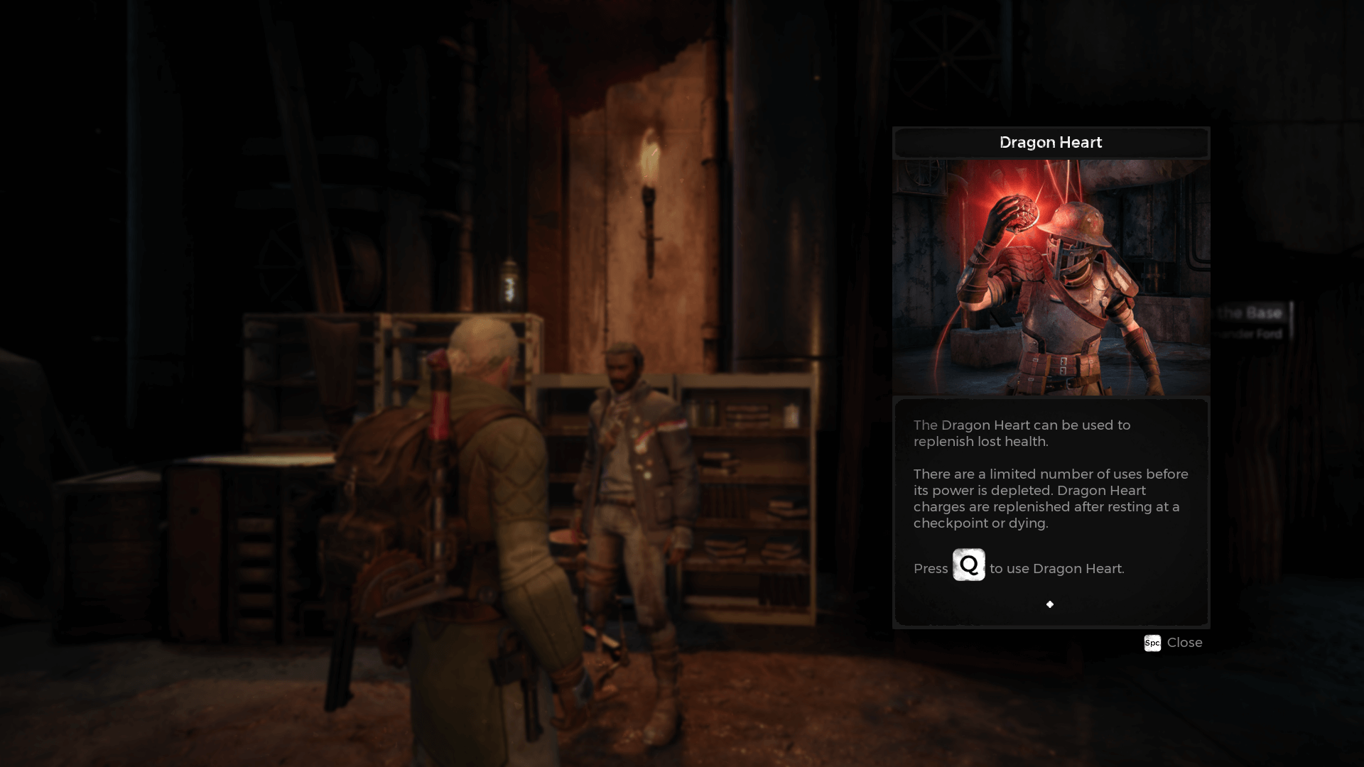 Tutorial screenshot of Remnant: From the Ashes video game interface.