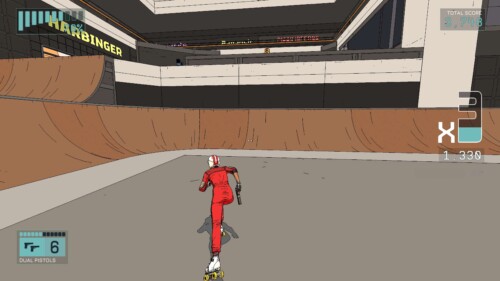 x3 combo screenshot of Rollerdrome video game interface.