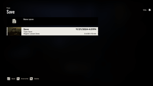 Save Game screenshot of S.T.A.L.K.E.R. 2: Heart of Chornobyl video game interface.