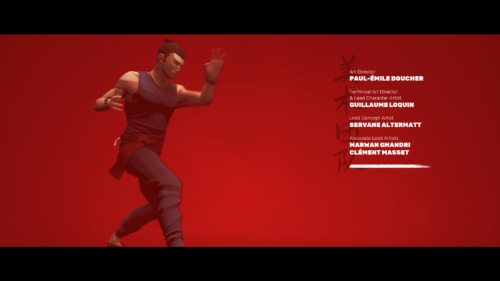 Credits screenshot of Sifu video game interface.