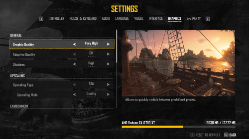 Graphics screenshot of Skull and Bones video game interface.