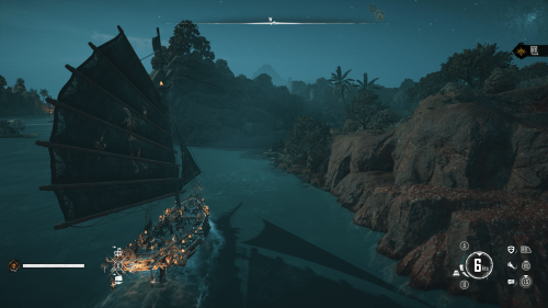 HUD screenshot of Skull and Bones video game interface.
