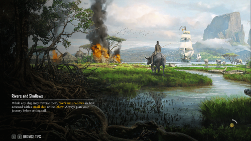 Loading screenshot of Skull and Bones video game interface.
