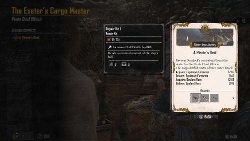 Quest screenshot of Skull and Bones video game interface.