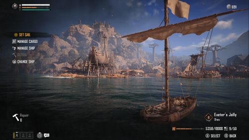 Ship screenshot of Skull and Bones video game interface.