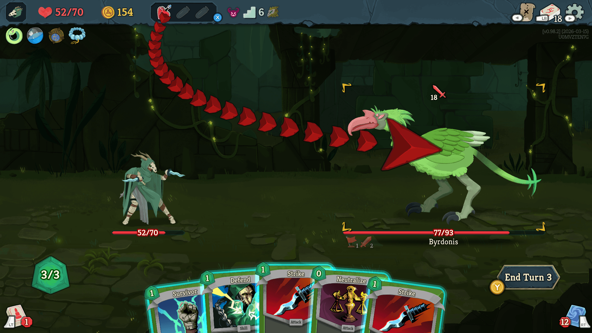 HUD screenshot of Slay The Spire 2 video game interface.