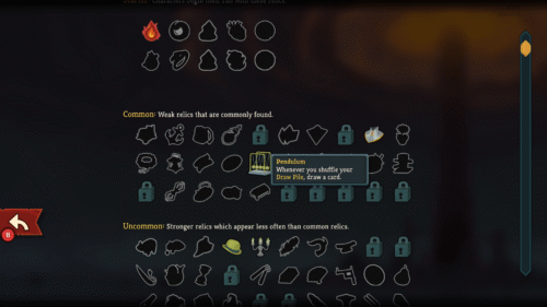 Relics screenshot of Slay The Spire 2 video game interface.