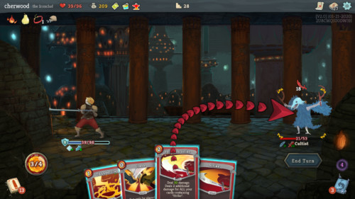 Attack enemy screenshot of Slay the Spire video game interface.