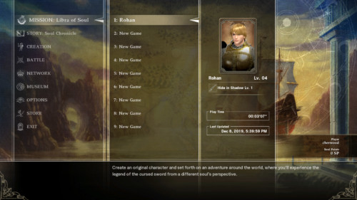 Select save screenshot of SoulCalibur VI video game interface.