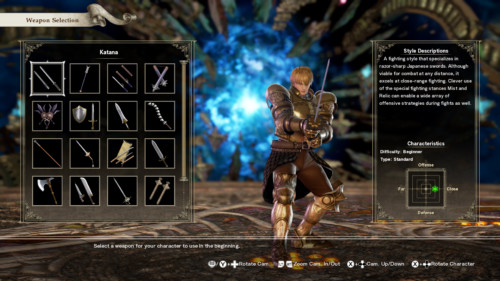 Weapon selection screenshot of SoulCalibur VI video game interface.