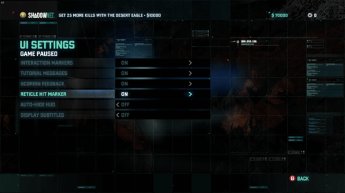 Settings screenshot of Splinter Cell: Blacklist video game interface.