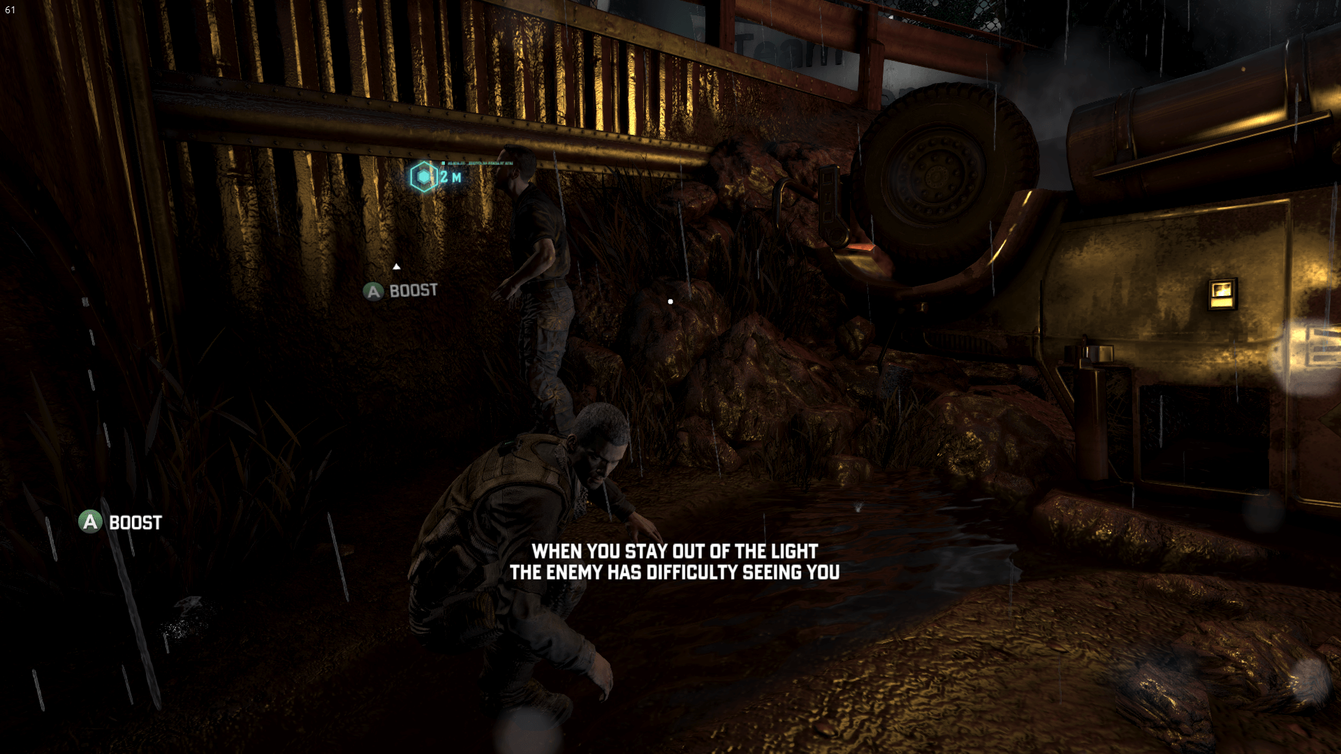 Hint screenshot of Splinter Cell: Blacklist video game interface.