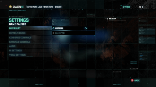 Settings screenshot of Splinter Cell: Blacklist video game interface.
